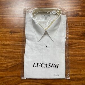 NWT New Men's Lucasini White Regular Fit Button Down Dress Shirt Size 15.5